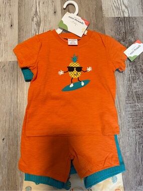 Petit Lem Orange Pineapple Surf Outfit Sets